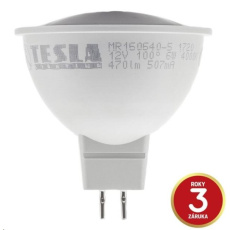 Tesla - LED žárovka GU5,3 MR16, 6W, 12V, 470lm, 25 000h, 3000K teplá bílá, 100° Tesla - LED žárovka GU5,3 MR16, 6W, 12V, 470lm, 25 000h, 3000K teplá bílá, 100°