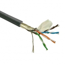 FTP kabel LYNX Cat5E, drát, venkovní PE, černý, 305m
