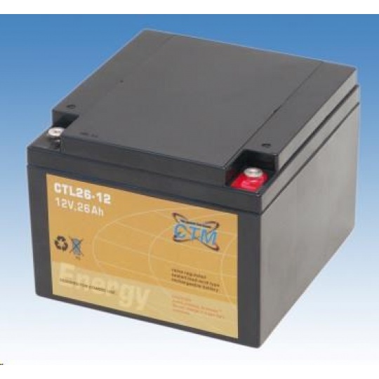 Baterie - CTM CTL 26-12 (12V/26Ah - M5), životnost 10-12let