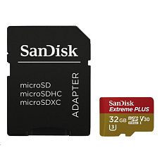 SanDisk MicroSDHC karta 32GB Extreme PLUS (R100/W90MB/s, UHS-I V30, Rescue Pro Deluxe) + adaptér