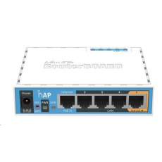 MikroTik hAP, 650MHz CPU, 64MB RAM, 5x LAN, integr. 2.4GHz Wi-Fi, WPS, vč. L4 MikroTik hAP, 650MHz CPU, 64MB RAM, 5x LAN, integr. 2.4GHz Wi-Fi, WPS, vč. L4