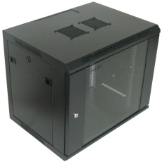 XtendLan 19" nástěnný rozvaděč 9U 600x600, nosnost 60 kg, skleněné kouřové dveře, rozložený, černý XtendLan 19" nástěnný rozvaděč 9U 600x600, nosnost 60 kg, skleněné kouřové dveře, rozložený, černý