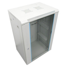 XtendLan 19" nástěnný rozvaděč 18U 600x600, nosnost 60 kg, skleněné kouřové dveře, rozložený, šedý XtendLan 19" nástěnný rozvaděč 18U 600x600, nosnost 60 kg, skleněné kouřové dveře, rozložený, šedý