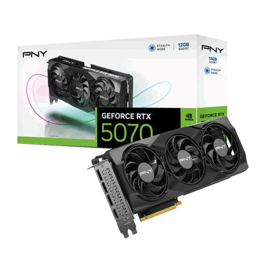 PNY VGA NVIDIA GeForce RTX 5070 Triple Fan 12GB, RTX 5070, 12GB GDDR7, 3xDP, 1xHDMI PNY VGA NVIDIA GeForce RTX 5070 Triple Fan 12GB, RTX 5070, 12GB GDDR7, 3xDP, 1xHDMI