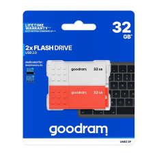 GOODRAM Flash Disk 2x32GB UME2, USB 2.0, bílá, červená GOODRAM Flash Disk 2x32GB UME2, USB 2.0, bílá, červená